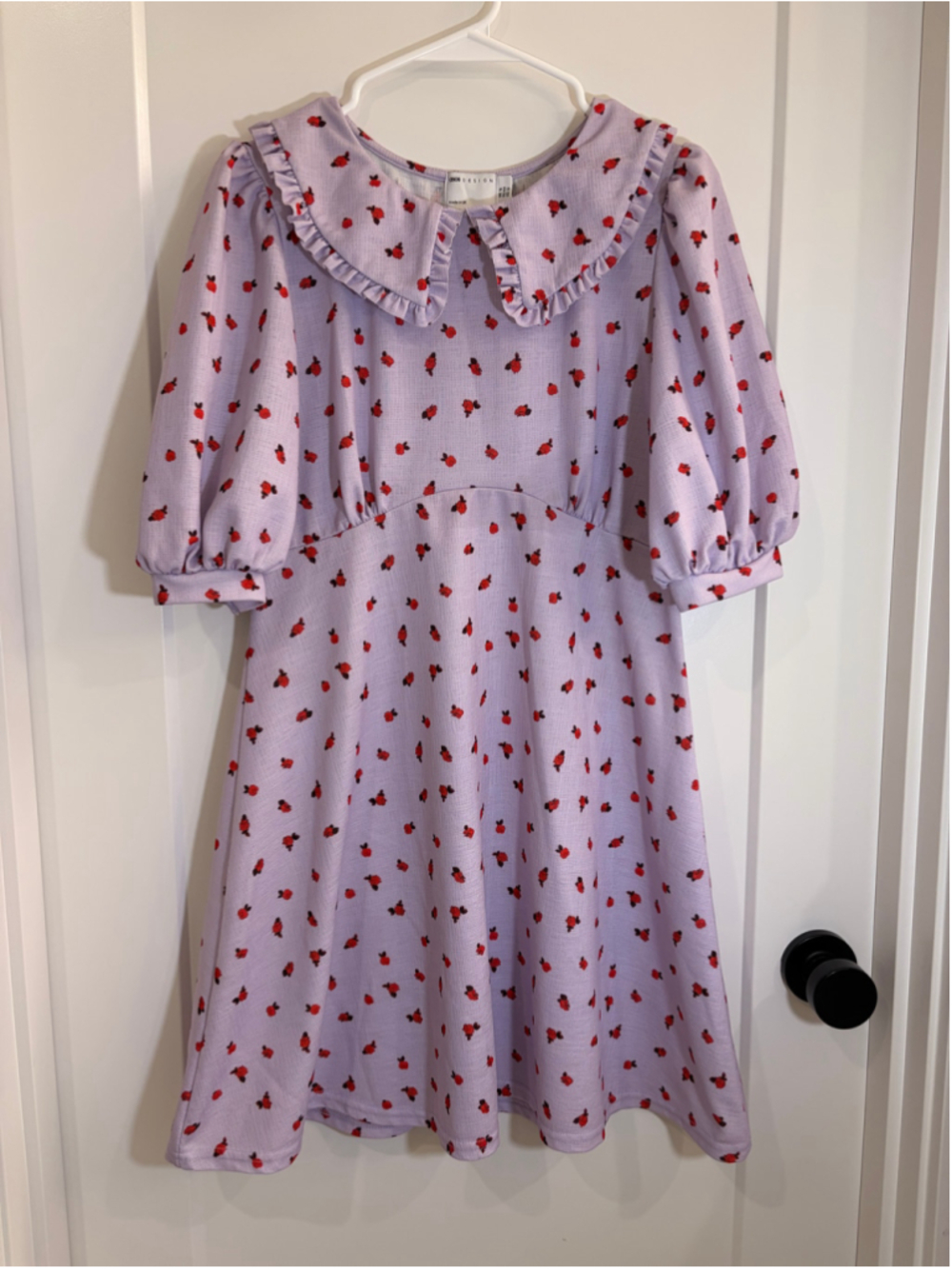 Women's ASOS Design Lavender Purple Floral Statement Ruffle Collar Mini Dress Si